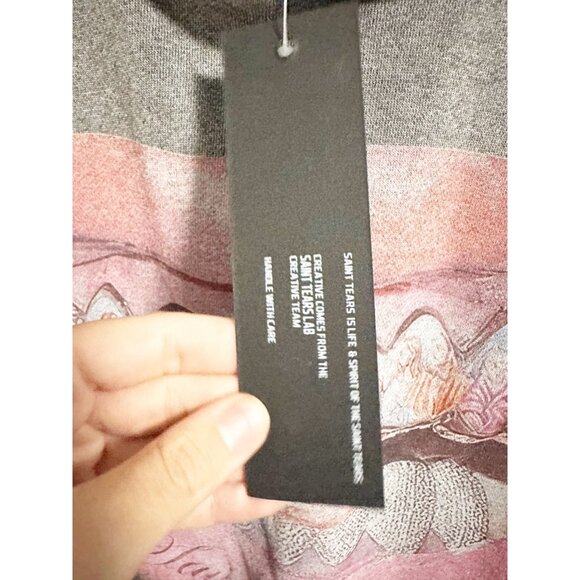 Saint Tears Oversized Hoodie Mouth Teeth Graphic Jesus Water Into Wine Large - Picture 9 of 11